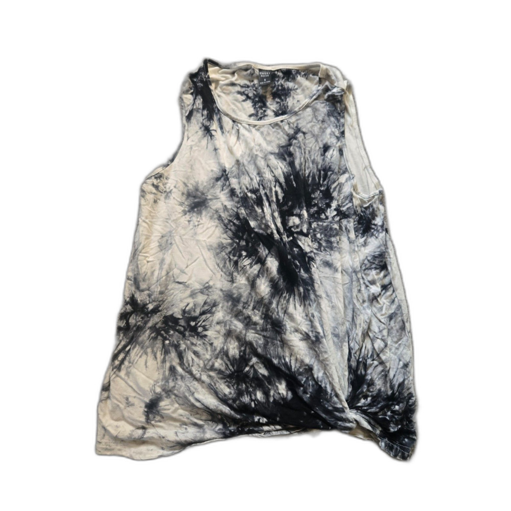 Emery Rose Shein Black White Tie-Dye Wrap Front Sleeveless Tank Top Size Small